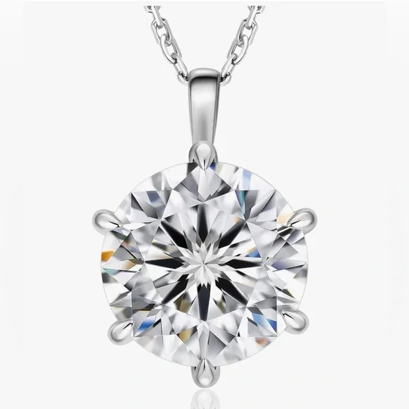 1.0 carat MOISSANITE ROUND PENDANT NECKLACE S925Sterling silver/gold plate chain - Picture 1 of 5